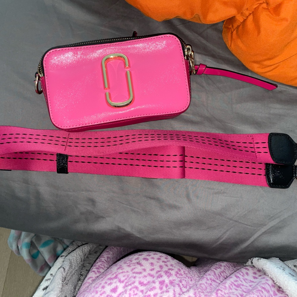 Pink leather crossbody